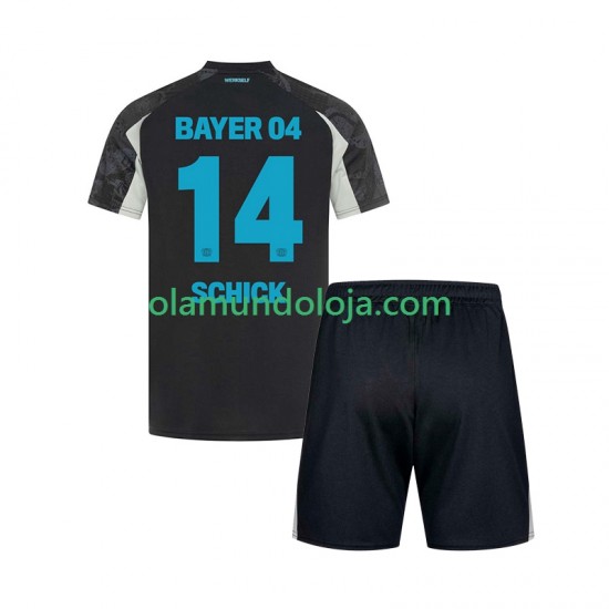 Camisola Bayer 04 Leverkusen Patrik Schick 14 Criança Equipamento Terceiro 2024-2025 Manga Curta
